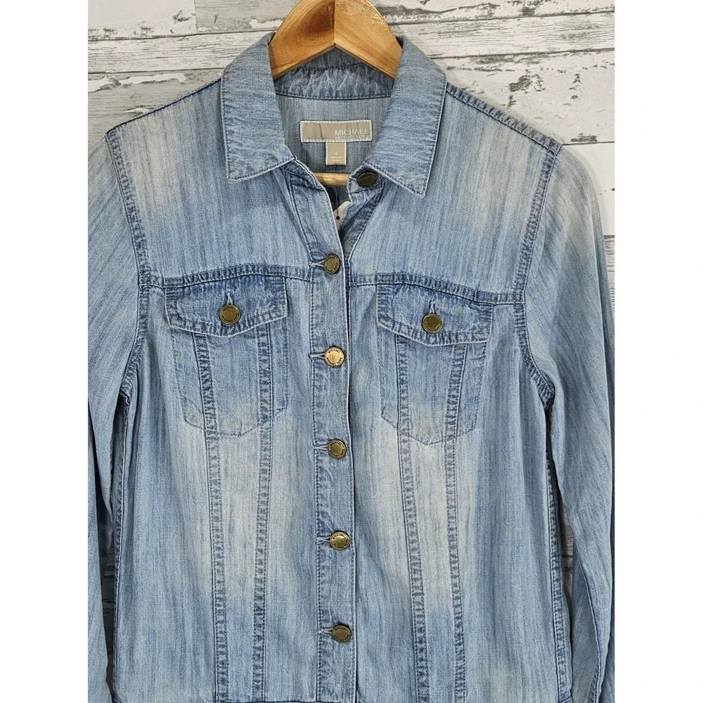 Michael Kors Long Sleeves Chambray Romper Womens 4 Heritage Wash